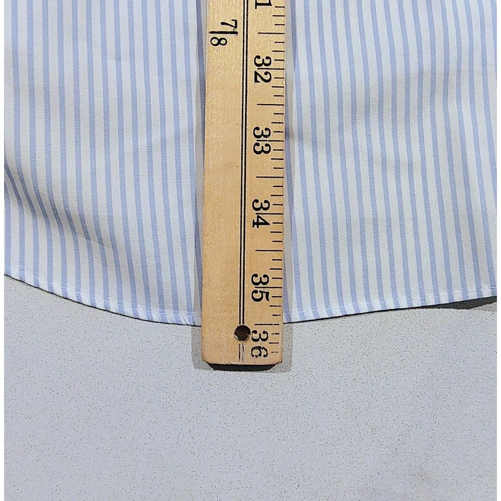 Charles Tyrwhitt Men's Dress Shirt Non-Iron Size 18 / 37 Blue Striped Cotton